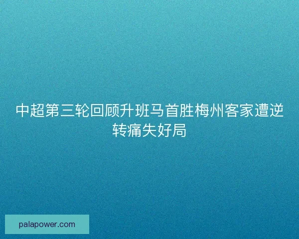 中超第三轮回顾升班马首胜梅州客家遭逆转痛失好局 中超第三轮回顾升班马首胜梅州客家遭逆转痛失好局