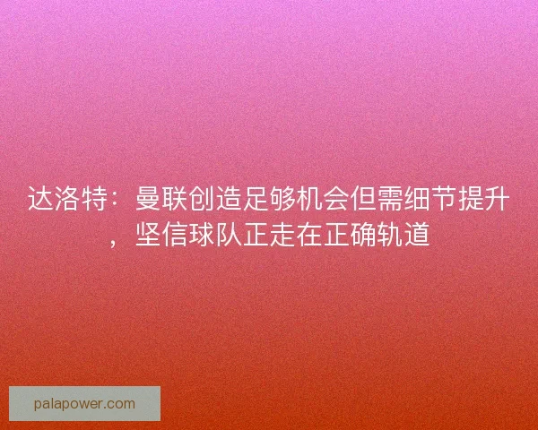 达洛特：曼联创造足够机会但需细节提升，坚信球队正走在正确轨道
