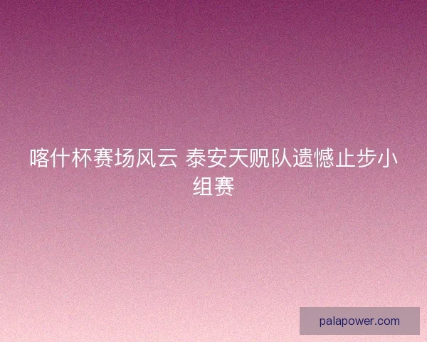 喀什杯赛场风云 泰安天贶队遗憾止步小组赛 喀什杯赛场风云 泰安天贶队遗憾止步小组赛